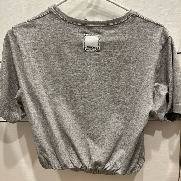 Jonathan Simkhai | JoJo Cotton Crop Tee | Gray | XS - Picture 2 of 2